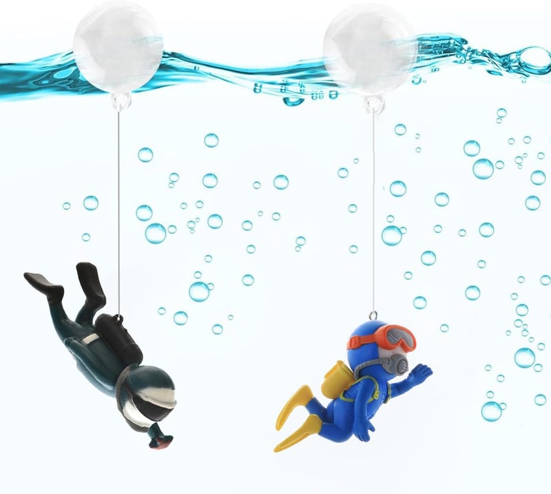 SUPTEC 2-Pack Cute Little Diver Fish Tank Decorations Aquarium Decoration Floating Aquarium Accessories Fish Playmate for Fish Tank Suitable for All Kinds of Fish and Fish Tanks Swimming Pool - Image 4